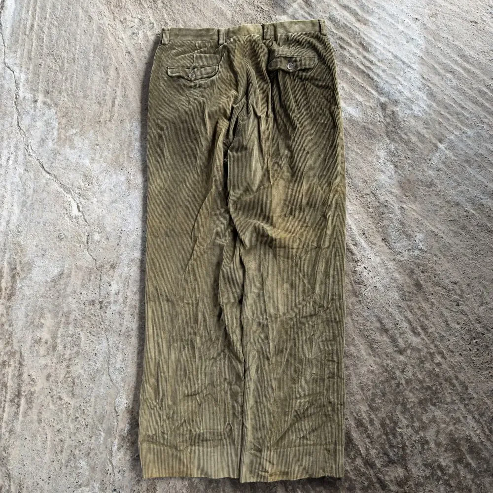 Vtg Country Traditionals Pendleton Green Corduroy Pants Trousers Pleated 32x31